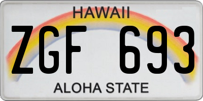 HI license plate ZGF693