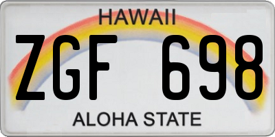 HI license plate ZGF698