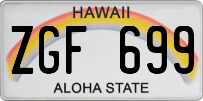 HI license plate ZGF699