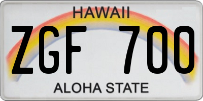 HI license plate ZGF700