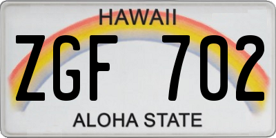 HI license plate ZGF702
