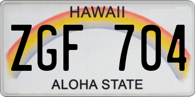 HI license plate ZGF704
