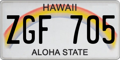 HI license plate ZGF705