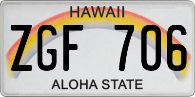 HI license plate ZGF706