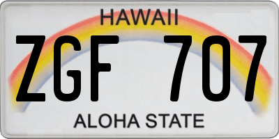 HI license plate ZGF707