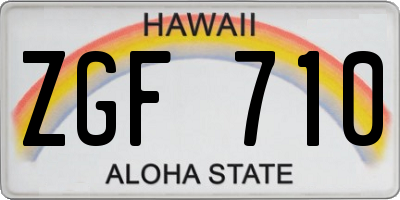 HI license plate ZGF710
