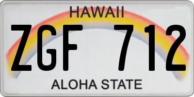 HI license plate ZGF712