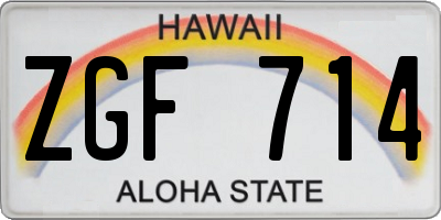 HI license plate ZGF714