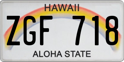 HI license plate ZGF718