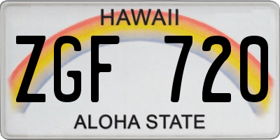 HI license plate ZGF720