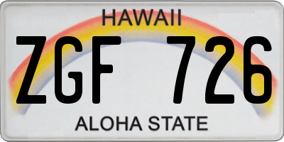 HI license plate ZGF726