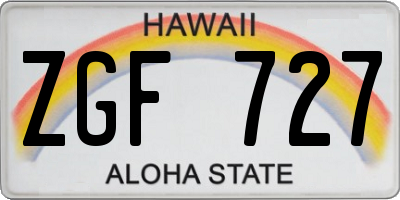 HI license plate ZGF727