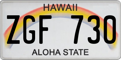 HI license plate ZGF730