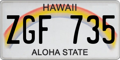 HI license plate ZGF735