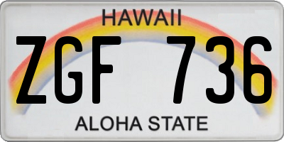 HI license plate ZGF736