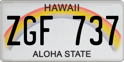 HI license plate ZGF737