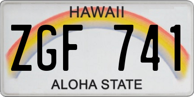 HI license plate ZGF741