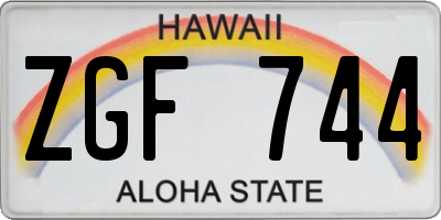 HI license plate ZGF744