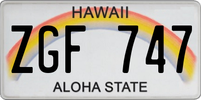 HI license plate ZGF747