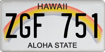 HI license plate ZGF751