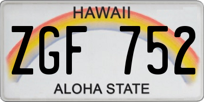 HI license plate ZGF752