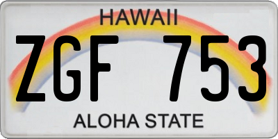 HI license plate ZGF753