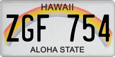 HI license plate ZGF754