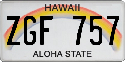 HI license plate ZGF757