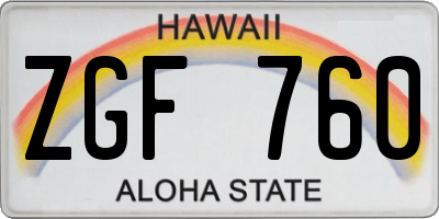 HI license plate ZGF760