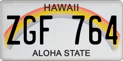 HI license plate ZGF764