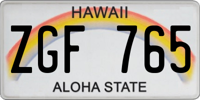 HI license plate ZGF765