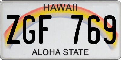 HI license plate ZGF769