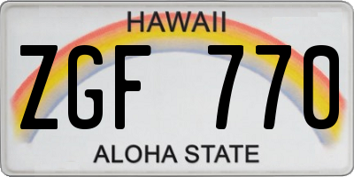 HI license plate ZGF770