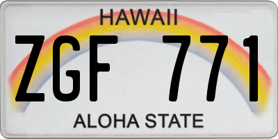 HI license plate ZGF771