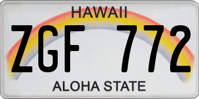 HI license plate ZGF772