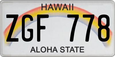 HI license plate ZGF778