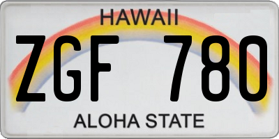 HI license plate ZGF780