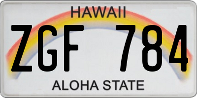 HI license plate ZGF784