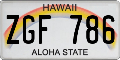 HI license plate ZGF786