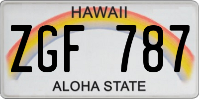 HI license plate ZGF787