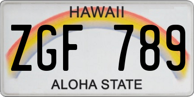 HI license plate ZGF789