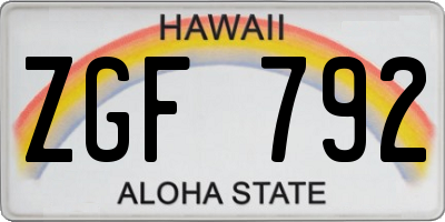 HI license plate ZGF792