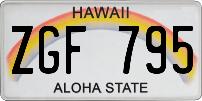 HI license plate ZGF795