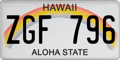 HI license plate ZGF796