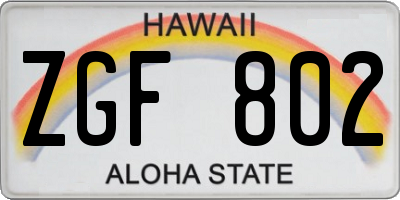 HI license plate ZGF802