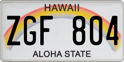 HI license plate ZGF804