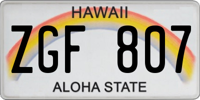 HI license plate ZGF807