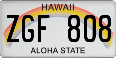 HI license plate ZGF808