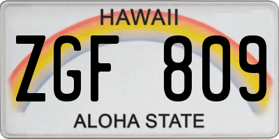 HI license plate ZGF809