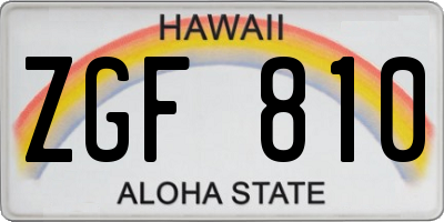 HI license plate ZGF810